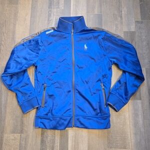 Polo Ralph Lauren Track Jacket Boys Dark Royal Blue Gray Full Zip Youth